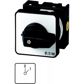 Eaton T0-1-15401/E kameru slēdzis, 1-polārs, 20 A, 690 V AC, priekšējā montāža, melns rotējošais rokturis, IP65 038854