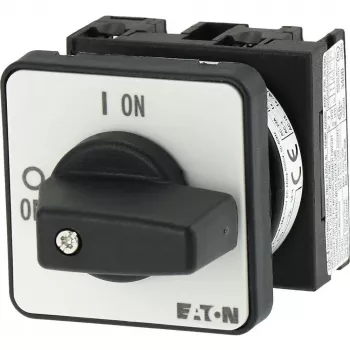 Eaton T0-1-102/E 2-polu ON-OFF sviras slēdzis, 20A, IP65 priekšpuse, melns rokturis ar baltu marķējuma plāksnīti 088709