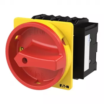 Eaton P3-100/EA/SVB/HI11 3-polų pagrindinis jungiklis 100 A, IP65, raudona/geltona rotacinė rankena, viršutiniam montavimui 029383