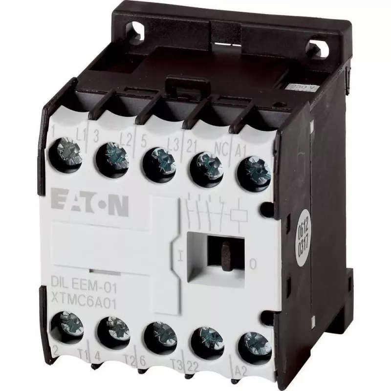 Eaton DILEEM-01-G 24VDC palīgkontaktu bloks, 1NO, priekšējā montāža, melns/balts 051650