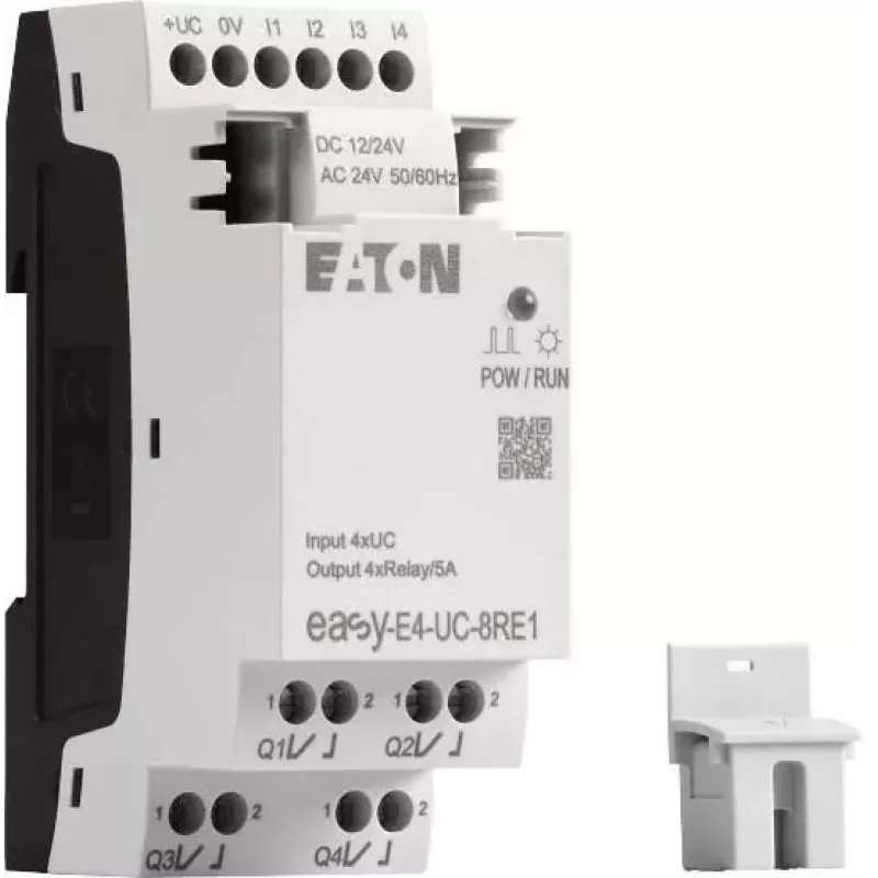 Eaton easyE4 vadības relejs EASY-E4-UC-8RE1, 8 ieejas, 4 releju izejas, 12/24 V DC, 24 V AC, Ethernet, DIN sliede