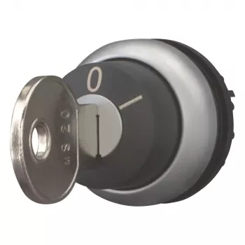 Eaton M22-WRS-MS20 atslēgas selektora slēdža aktuators, 2 pozīcijas, fiksējošs, MS20 atslēga, titāna metāla priekšējais gredzens, melns 111779