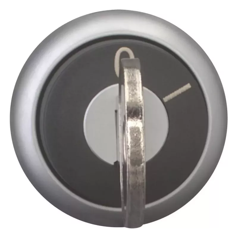 Eaton M22-WRS-MS20 atslēgas selektora slēdža aktuators, 2 pozīcijas, fiksējošs, MS20 atslēga, titāna metāla priekšējais gredzens, melns 111779