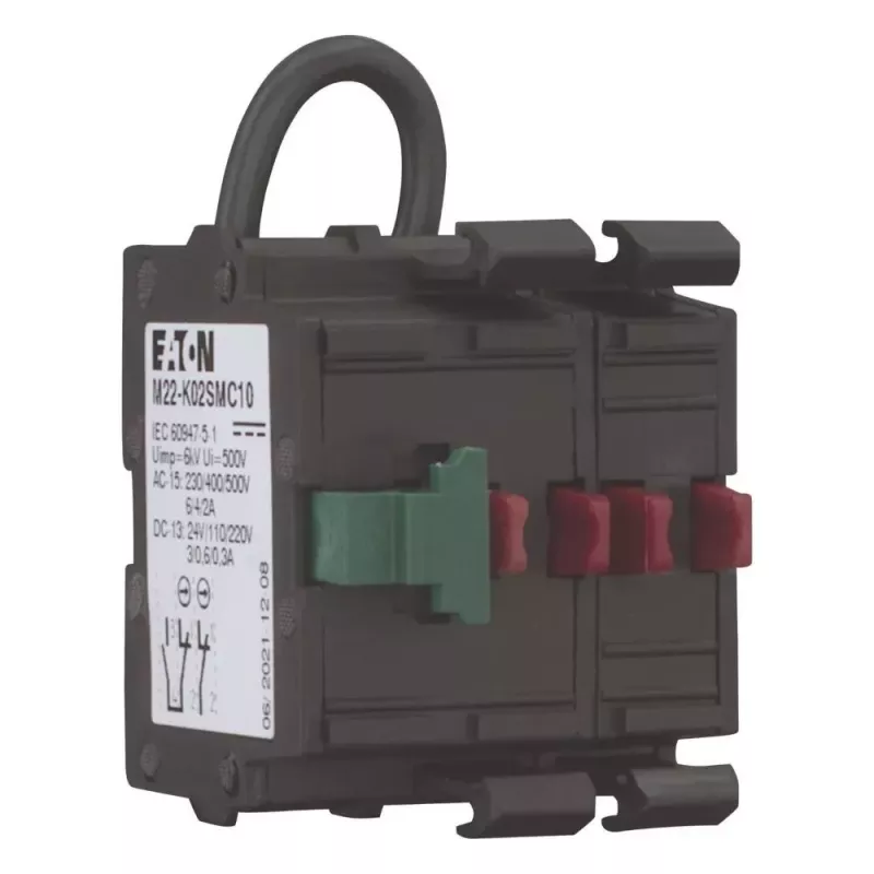 Eaton M22-K02SMC10 jaudas relejs, 2 NC, priekšmontāžas, skrūvju spailes, melns 121474