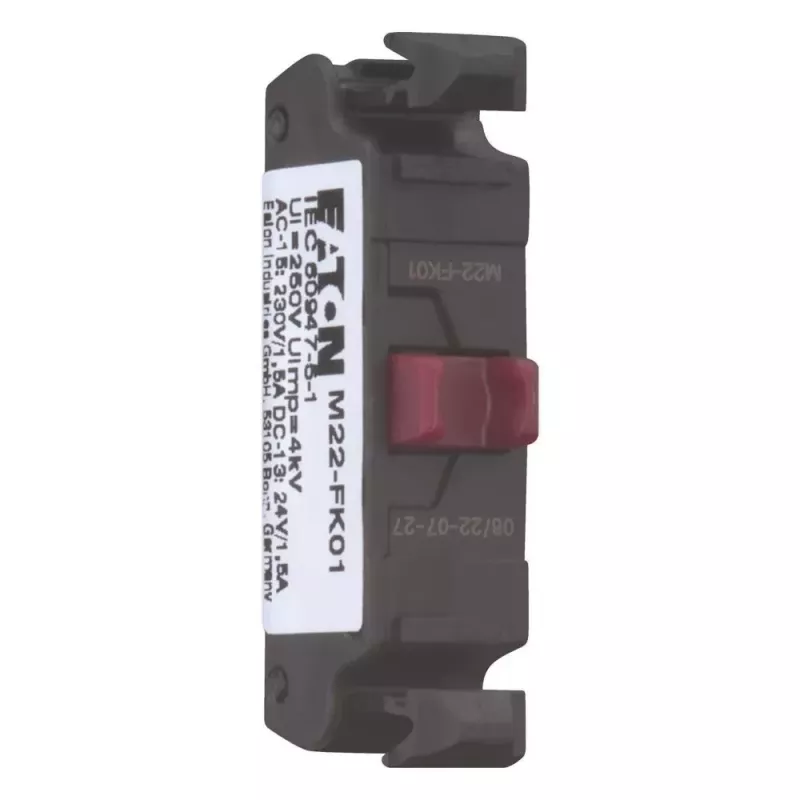 Eaton M22-FK01 plakans aizmugures kontakta elements, 1 NC, skrūvju spailes, priekšējā montāža 180791