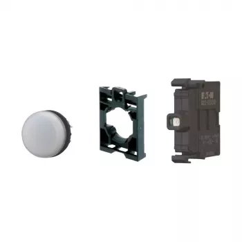 Eaton M22 balta LED signalizācijas lampa komplektā M22-L-W-LED230-BVP, 230V AC/DC, 22,5mm 132601