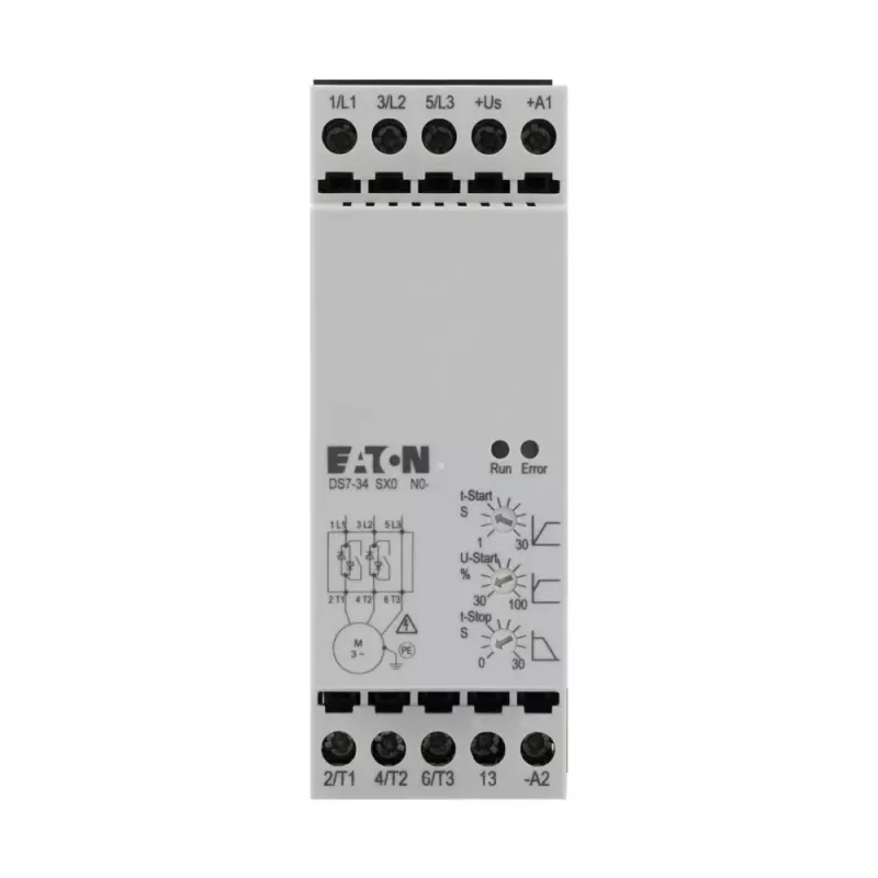 Eaton DS7-340SX009N0-N mīkstās palaišanas ierīce, 9 A, 4 kW, 200-460 V AC, 24 V AC/DC vadība, pelēka 134910