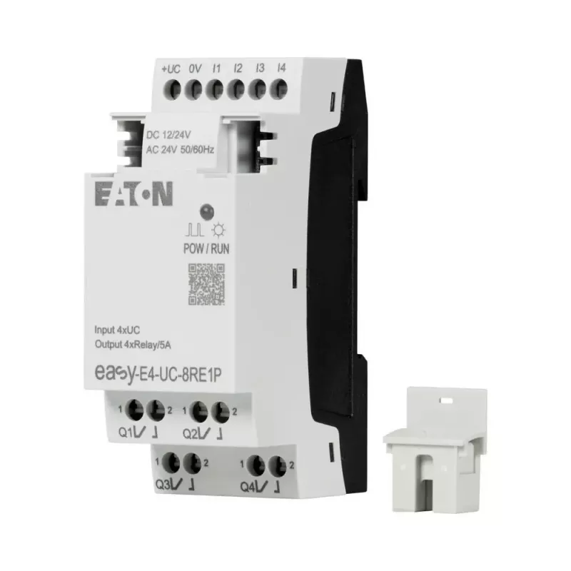 Eaton EASY-E4-UC-8RE1P paplašinājuma modulis, 8 releju izejas, 12/24 V DC, 24 V AC, DIN sliedei 197510