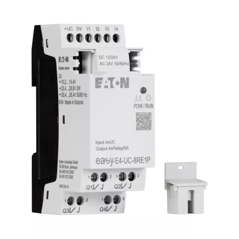 Eaton EASY-E4-UC-8RE1P paplašinājuma modulis, 8 releju izejas, 12/24 V DC, 24 V AC, DIN sliedei 197510