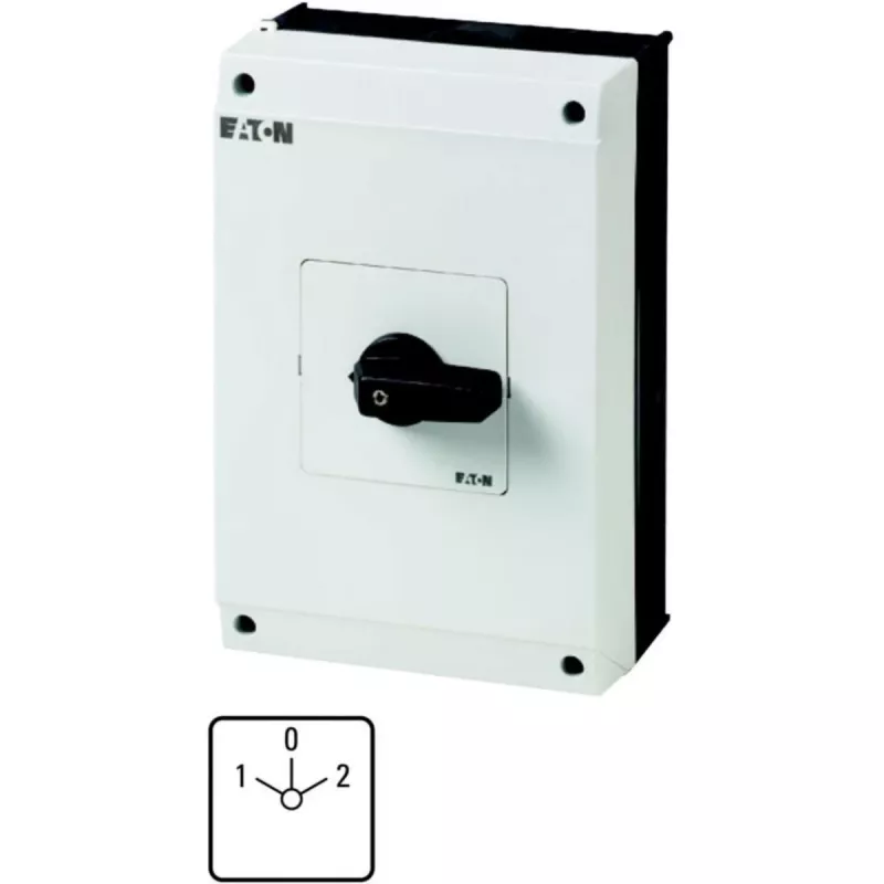 Eaton T5B-3-8401/I4 izciļņu slēdzis, 3 polu, 20 A, 690 V AC, 3 pozīcijas, 90°, melns rokturis, balts apzīmējums, priekšējā paneļa montāža 207227