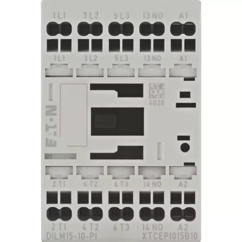 Eaton DILM15-10(24VDC)-PI jaudas kontaktors, 3 NO galvenie kontakti, 1 NO palīgkontakts, 24 V DC spole, 15 A AC-3, 7,5 kW 199253