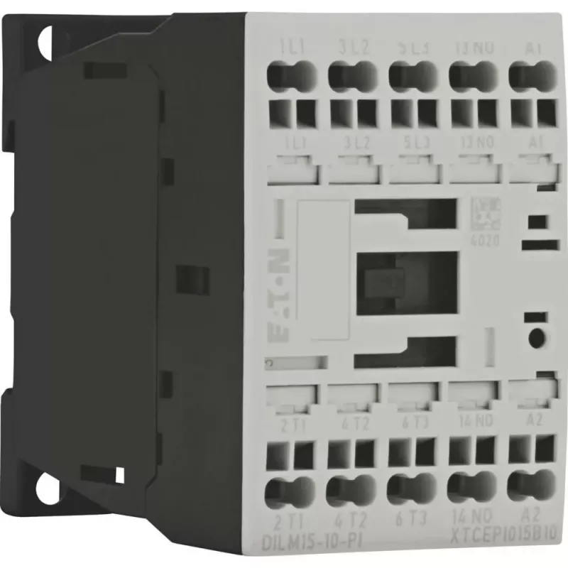 Eaton DILM15-10(24VDC)-PI jaudas kontaktors, 3 NO galvenie kontakti, 1 NO palīgkontakts, 24 V DC spole, 15 A AC-3, 7,5 kW 199253