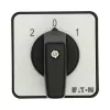 Eaton T0-1-15421/E cam slēdzis, 1-polu, ON-OFF, 20 A, 690 V AC, sviras mehānisms, melns, priekšējais panelis 48x48 mm 095806