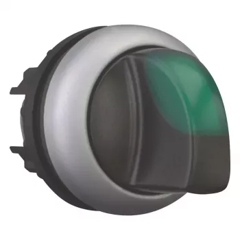 Eaton M22-WLK3-G pārslēgs, 3 pozīcijas, fiksēts, zaļš rokturis, titāna apmale, 22,5 mm 216837