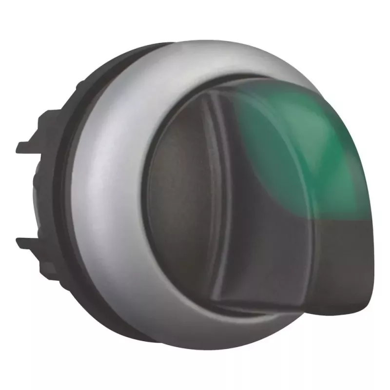 Eaton M22-WLK3-G pārslēgs, 3 pozīcijas, fiksēts, zaļš rokturis, titāna apmale, 22,5 mm 216837