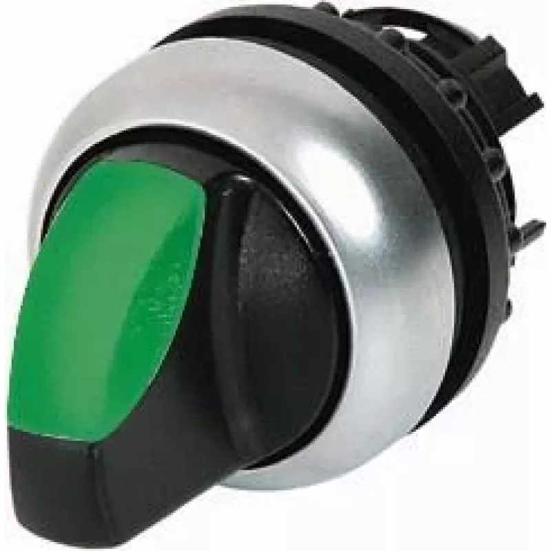 Eaton M22-WLK3-G pārslēgs, 3 pozīcijas, fiksēts, zaļš rokturis, titāna apmale, 22,5 mm 216837