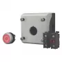 Eaton M22-D-R-X0/KC11/I spiedpogas izpildmehānisms ar kontaktu bloku, sarkans, titāna, plastmasa, IP66/IP67/IP69 216521