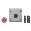 Eaton M22-D-R-X0/KC11/I spiedpogas izpildmehānisms ar kontaktu bloku, sarkans, titāna, plastmasa, IP66/IP67/IP69 216521