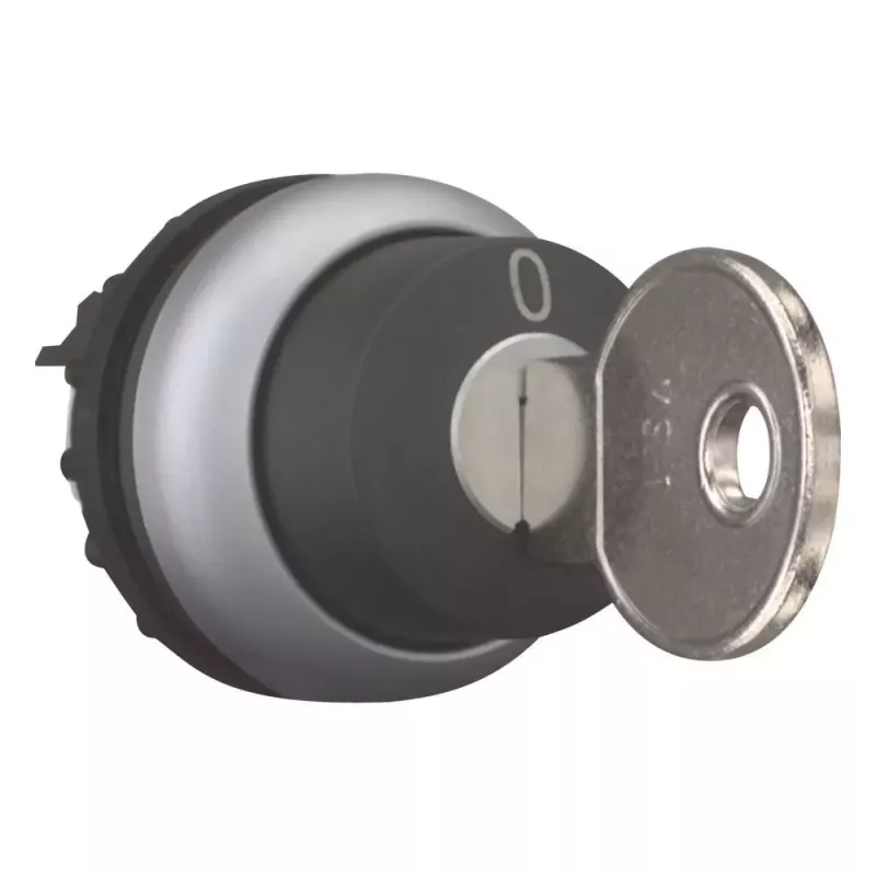 Eaton M22-WRS-A1 atslēgas selektors, 2 pozīcijas, fiksēts, melns aktators, sudraba titāna priekšējais gredzens, 22,5 mm montāža, IP66/IP67/IP69K 229092