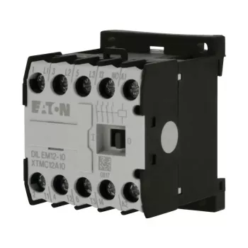 Eaton DILEM12-10 Mini kontaktors, 3 polu, 12 A, 230 V 50 Hz / 240 V 60 Hz spole, 1 NO palīgkontakts, IP20, melns/balts 127075