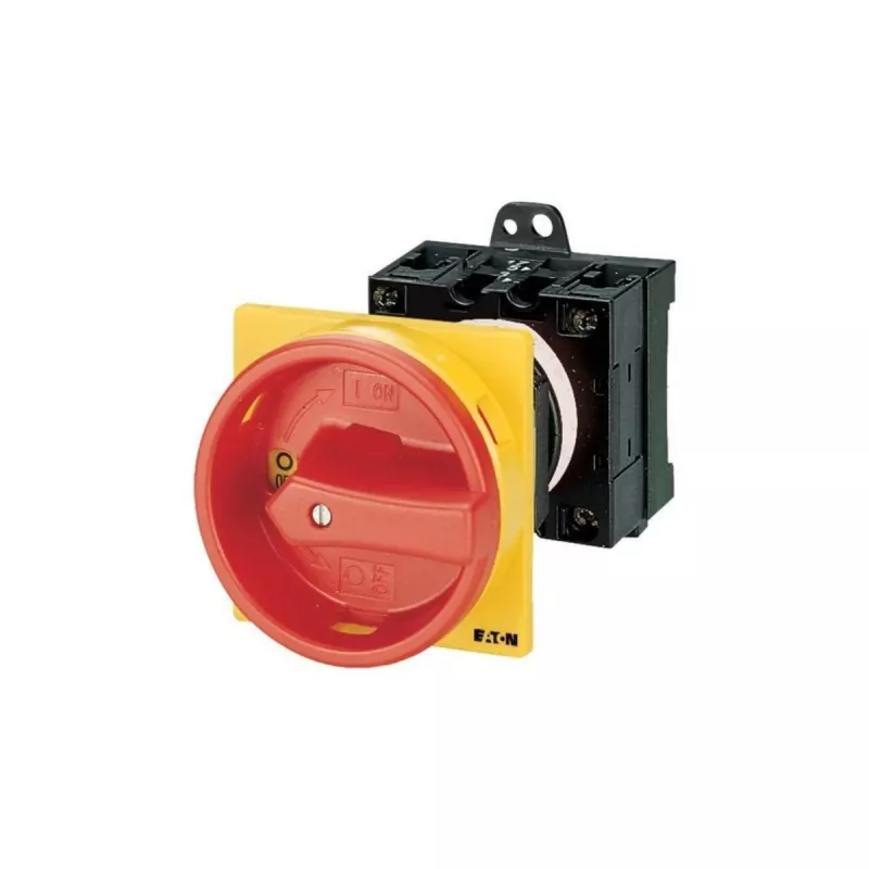 Eaton T0-2-1/V/SVB bloķējams izciļņu slēdzis 20 A, 1 pols, 90°, sarkans/dzeltens