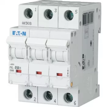 Eaton PXL-C50/3 automātiskais slēdzis, 3 polu, C raksturlīkne, 50 A, 400 V AC, 10 kA, DIN sliedei 236431