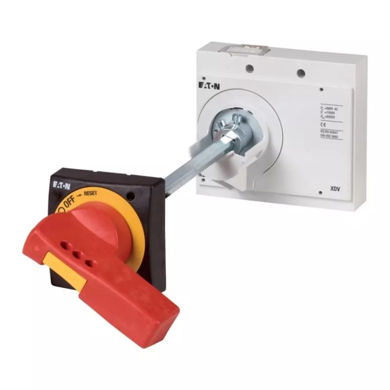 Eaton NZM3-XHBR rotācijas rokturis, sarkans/dzeltens, durvju montāžai, bloķējams ar piekaramo atslēgu, IP66 266634