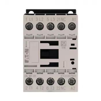 Eaton DILM7-01 Kontaktors, 3 polu, 7 A, 230 V AC 50 Hz / 240 V AC 60 Hz spole, 1 NC palīgkontakts 276585