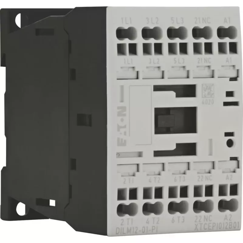 EATON DILM12-199244 3 polu jaudas kontaktors, 12 A, 230 V 50 Hz / 240 V 60 Hz spole, 1 NO palīgkontakts, skrūvju spailes