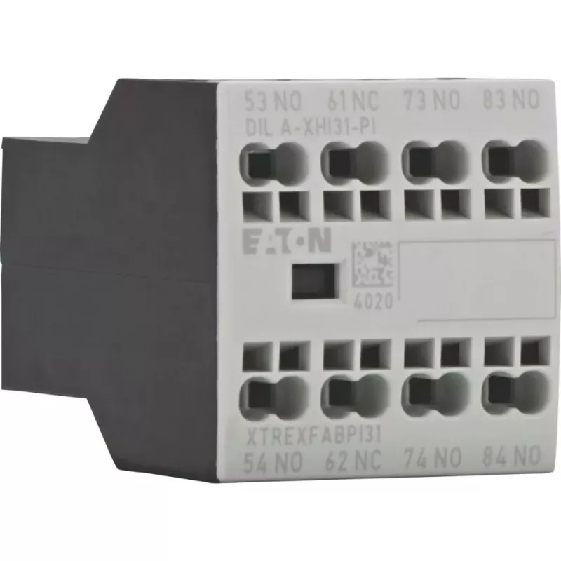 Eaton DILA-XHI31-PI palīgkontaktu bloks, 3NO+1NC, priekšējā montāža, skrūvju spailes, DILM7-DILM38 kontaktoriem un DILA relejiem 199318