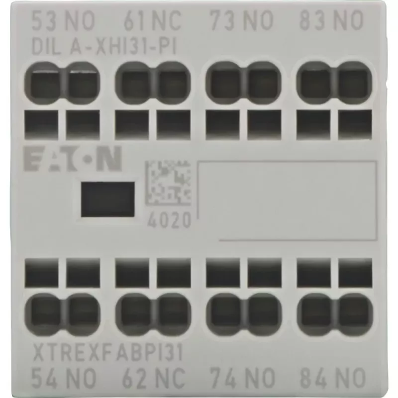 Eaton DILA-XHI31-PI palīgkontaktu bloks, 3NO+1NC, priekšējā montāža, skrūvju spailes, DILM7-DILM38 kontaktoriem un DILA relejiem 199318
