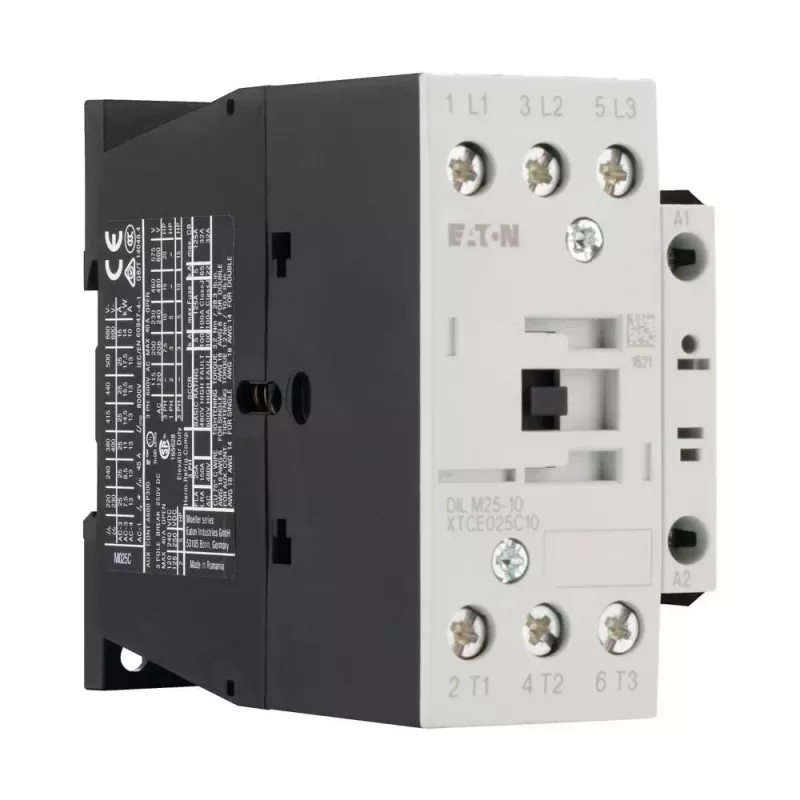 Eaton DILM25-10(RDC24) jaudas kontaktors, 3 polu, 25 A, 24-27 V DC spole, 1 NO palīgkontakts 277146