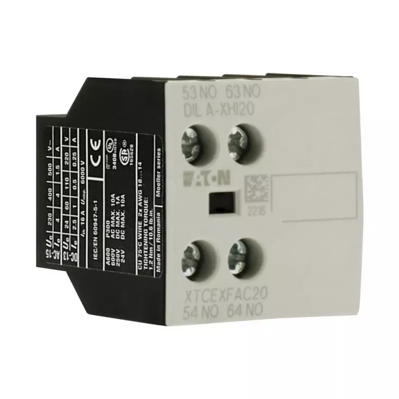 Eaton DILA-XHI20 palīgkontaktu bloks, 45 mm platums, melns/balts, -25 līdz 60 °C 276422