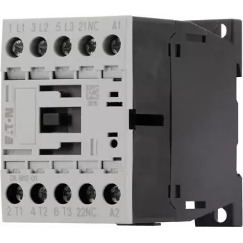 Eaton DILM12-01 3 polu motora kontaktors, 230 V AC / 240 V AC spole, 12 A, 1 NC palīgkontakts 276865