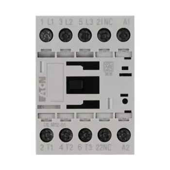Eaton DILM12-01 3 polu motora kontaktors, 230 V AC / 240 V AC spole, 12 A, 1 NC palīgkontakts 276865