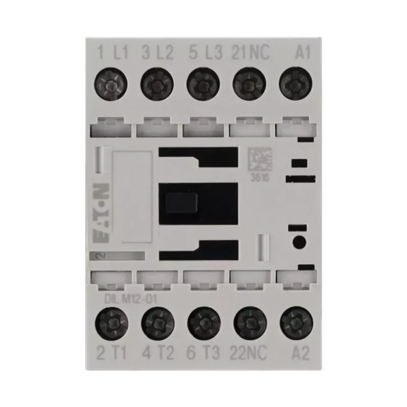 Eaton DILM12-01 3 polu motora kontaktors, 230 V AC / 240 V AC spole, 12 A, 1 NC palīgkontakts 276865