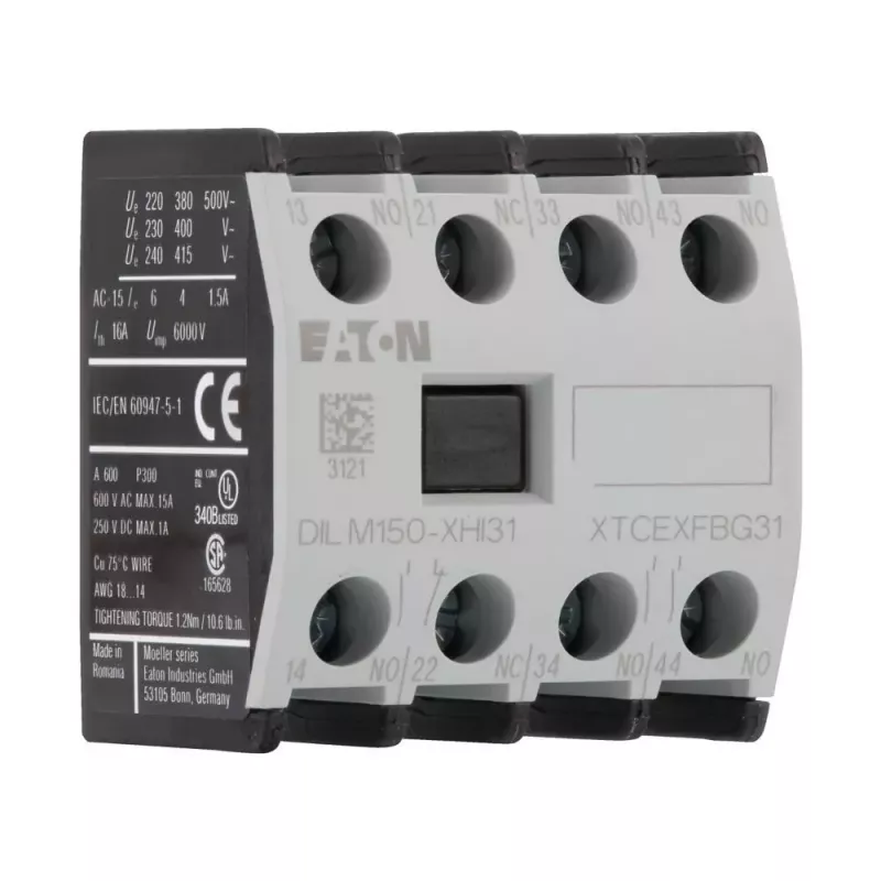 Eaton DILM150-XHI31 papildu kontaktu bloks, 3NO+1NC, priekšējā montāža, skrūvju spailes 277949