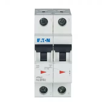 Eaton FAZ-B16/2 automātiskais slēdzis (MCB), 2 polu, 16 A, B tips, 230/400 V AC, 10 kA, DIN sliedei 278734