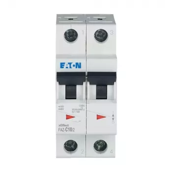 Eaton FAZ-C10/2 automātiskais slēdzis (MCB), 10 A, 2 polu, C tips, 400 V AC, 10 kA 278756