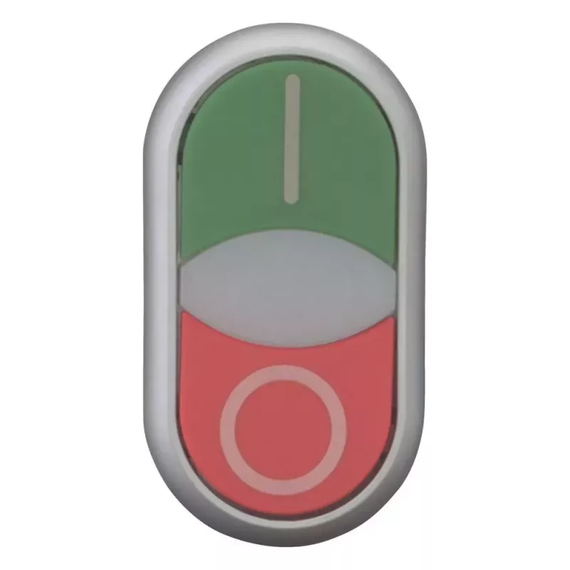 Eaton M22-DDLF-GR-X1 dubultā spiedpogas aktuatore, plakana, apgaismojama, zaļa/sarkana 284814