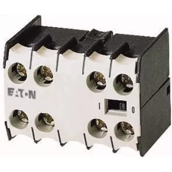 Eaton 02DILE palīgkontaktu bloks, 2NO+2NC, sānu montāža, skrūvju spailes, melns/balts 010240