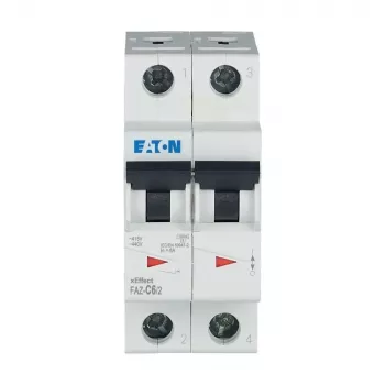 Eaton FAZ-C6/2 automātiskais slēdzis (MCB), 6 A, 2 polu, C tipa, 10 kA, 230/400 V AC 278754