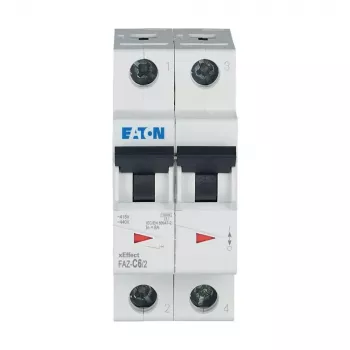 Eaton FAZ-C6/2 automātiskais slēdzis (MCB), 6 A, 2 polu, C tipa, 10 kA, 230/400 V AC 278754