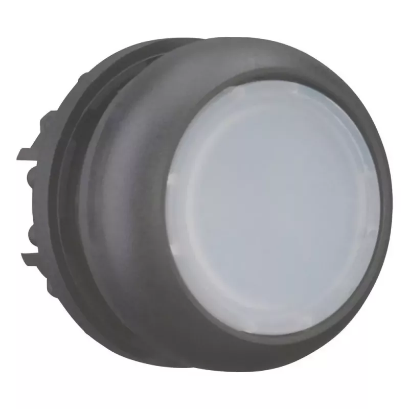 Eaton M22S-DL-W uzspiedējpogas aktulators, momentāns, plakans, balta poga, melns ietvars, 22,5 mm 216924