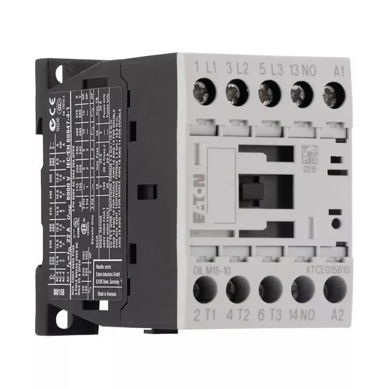 Eaton DILM15-10 jaudas kontaktors, 3 polu, 230 V AC 50 Hz / 240 V AC 60 Hz spole, 1 NO palīgkontakts, 15 A 290058