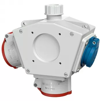 MENNEKES Standard-Delta-Box 92916 Delta Box, 1x CEE 16A 5-polige 400V, 2x Schuko 230V, IP44, pelēka
