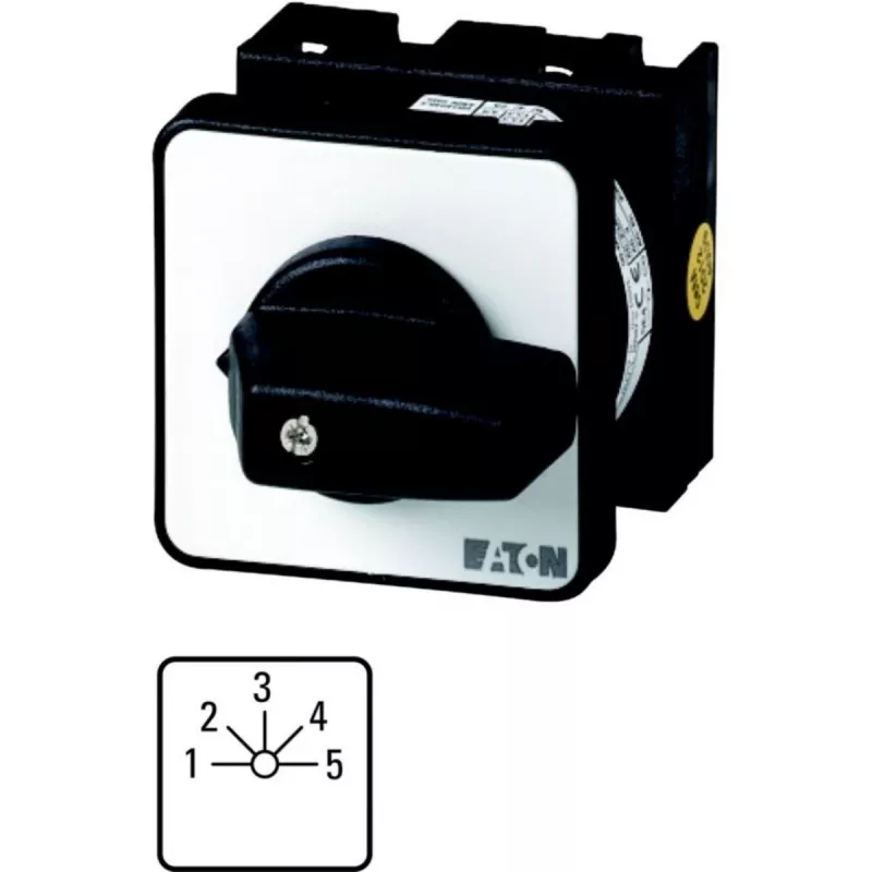 Eaton T0-5-15139/E 2 polu kameru slēdzis, ON-OFF, 20A, 690V AC, priekšējā paneļa montāža, melns/balts 014135