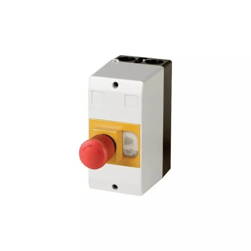 Eaton CI-PKZ01-PVT virsmas montāžas vadības stacijas korpuss ar avārijas apturēšanas pogu, polikarbonāts, gaiši pelēks, IP65, 158 x 80 x 177 mm 281406