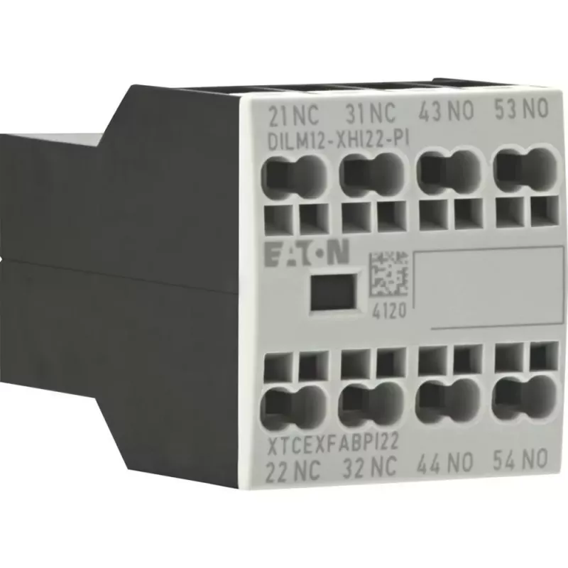 Eaton DILM12-XHI22 palīgkontaktu bloks, 2NO+2NC, priekšējā montāža, skrūvju spailes, DILM7-150 kontaktoriem 199458