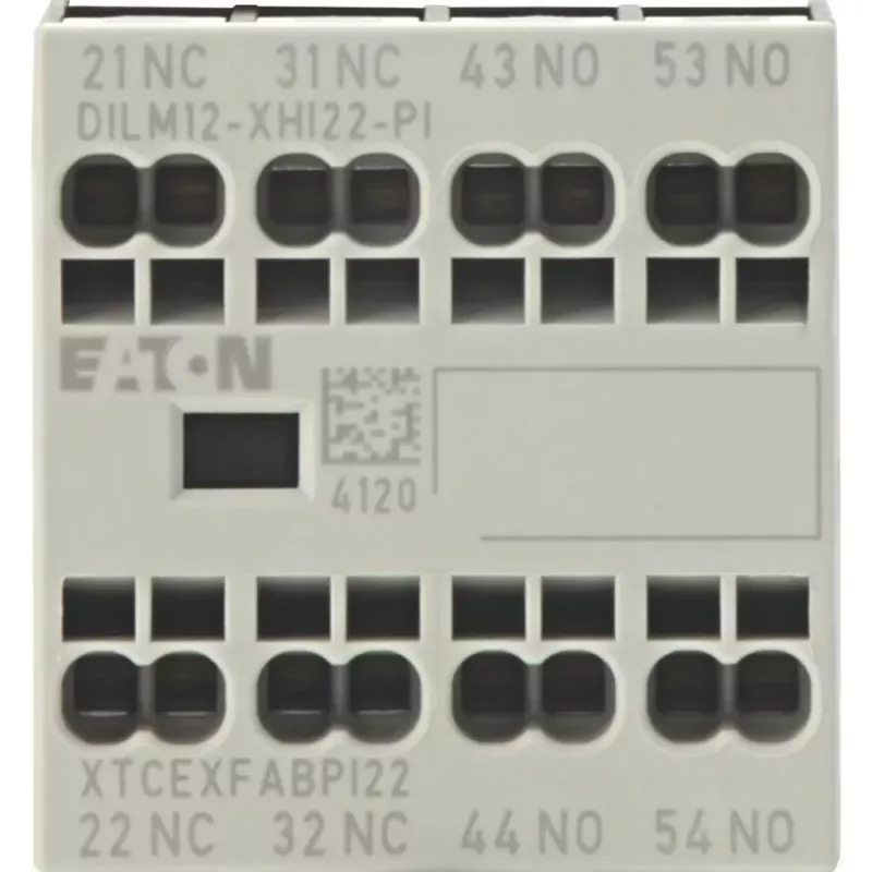 Eaton DILM12-XHI22 palīgkontaktu bloks, 2NO+2NC, priekšējā montāža, skrūvju spailes, DILM7-150 kontaktoriem 199458
